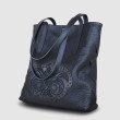 Soft lamb shopper "SUZANNE" M in black color, embellished black cannetille embroidery - side view