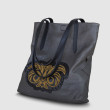 Soft lamb shopper ”Suzanne” M, taupe color embellished with antique gold cannetille - side view