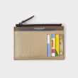Grained leather zippy cardholder "LOUIS", beige color, unisex - with cards