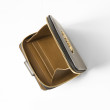 Portefeuille compact zippé "MANON" en cuir foulonné, coloris gris-lavande -et intérieur beige sable - compartiment monnaie