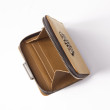 Portefeuille compact zippé "MANON" en cuir grainé, coloris beige, intérieur beige sable -compartiment monnaie