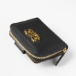 Compact zippered wallet in grained calf leather "MANON", Black color - side view