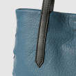 Soft lamb leather shopper "SUZANNE M", medium size, blue colour - handle with handmade stitching