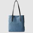 Soft lamb leather shopper "SUZANNE M", medium size, blue colour - front view