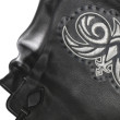 Black leather shopper "AVRIL" with silver metal Handmade Embroidery on lambskin - cannetille embroidery