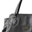 "AVRIL" sac en cuir foulonné rebrodé en cannetille noir vintage - details poignée
