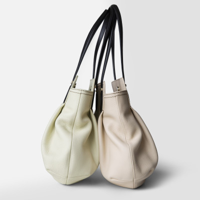 "ADRIANA", grained calf leather shoppers, off-white and tender pink colours