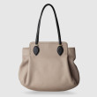 "ADRIANA", grained calf leather shopper, taupe colour - front view