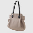"ADRIANA", grained calf leather shopper, taupe colour - side view