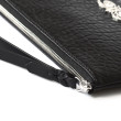 "SUZY EMBROIDERY" zipper pouch in bubbled lambskin - black and silver cannetille - black base - detail