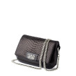 Limited edition "AVA Baby" python - satin finished black - side view with chain