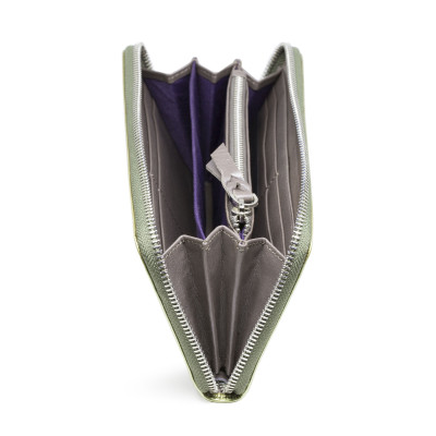 Portefeuille continental "KYOTO" en cuir vernis "scarabée" - 4 compartiments, dont un zippé