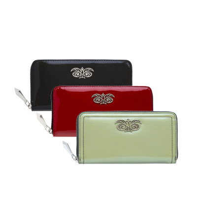 Continental wallet "KYOTO" in "magic green" lack leather - 3 lack leather wallets