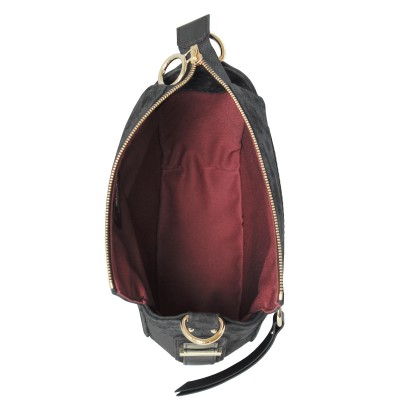 FRENCHY, sac double-porté en nubuck et cuir, coloris noir - ouvert