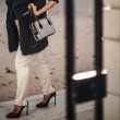 "JULIETTE", sac à main zippé femme style 60's en cuir foulonné, coloris gris-lavande - Christina, details