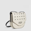 Small crossbody "DINA ROCK" in grained leather, off-white colour - side view