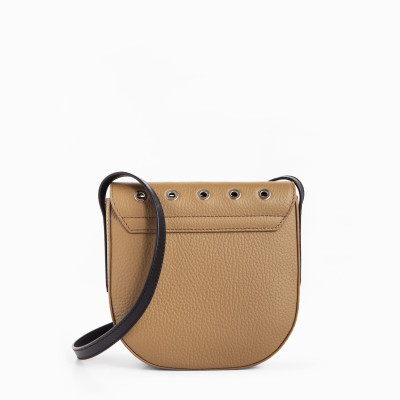 Small crossbody "DINA ROCK" in grained leather, off-white colour - back