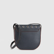 Small crossbody "DINA ROCK" in grained leather, navy blue colour - back