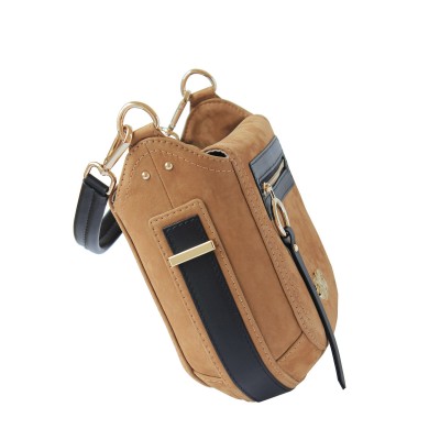 FRENCHY, sac double-porté en nubuck et cuir, coloris sable - vue de côté