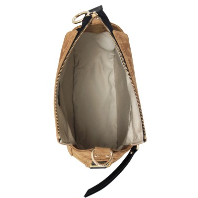 FRENCHY, sac double-porté en nubuck et cuir, coloris sable - ouvert