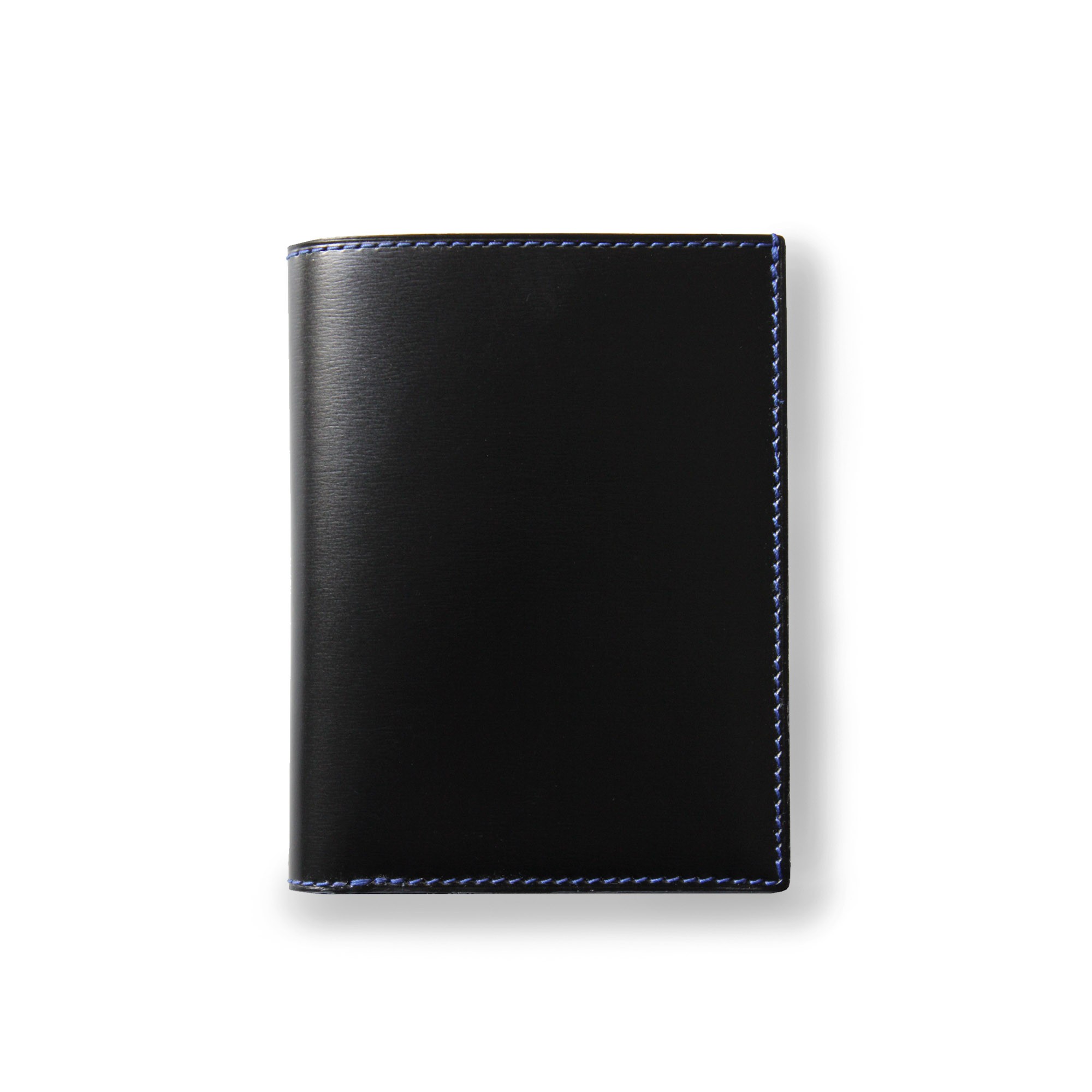 VENDÔME - calfskin wallet in black and Royal blue color - close