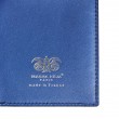 porte-cartes et pièce d'identité "VENDÔME" en cuir noir, finition box doublé de veau lisse, coloris bleu Roi - marquage á chaud