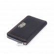 Zipper organizer "GEORGE" in grained calfskin with metal zipper, black color - side view