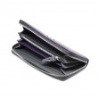 Portefeuille continental zippé KYOTO en cuir foulonné coloris violet et la tirette métallique - vue trois quarts ouvert