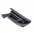 KYOTO, zipped  continental wallet in grained leather purple color, with tassel - opened