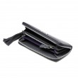 KYOTO, zipped  continental wallet in black grained leather with tassel - opened