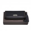 KYOTO, zipped  continental wallet in black grained leather with tassel - on a gift box