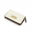 Compact zipped wallet MADRID in grained calfskin, off white color - side view
