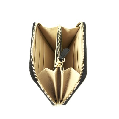MADRID, le portefeuille compact zippé en cuir foulonné ecru - trois compartiments