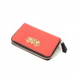 Compact zipped wallet MADRID in grained calfskin, hibiscus color - side view