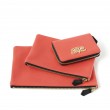 Compact zipped wallet MADRID in grained calfskin, hibiscus color and zippy pouches JULIE and NEW OSLO