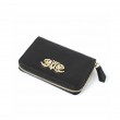 Compact zipped wallet MADRID in black grained calfskin - side view
