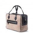 Handbag in nubuck and calf, beige color - back view and zipper