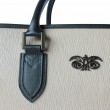 48h leather handbag for woman or man in beige color - details