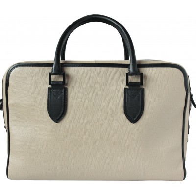 48h leather handbag for woman or man in beige color - back view