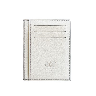 alligator ID and card case "VERTICAL" in lavender color alligator lined with goatskin in off-white color - front