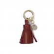 Key holder and bag charms TASSEL in lambskin, bordeaux color and gold - front view