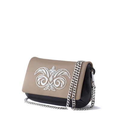 lambskin embroidered clutch