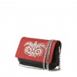 "AVA Baby nappa" red colour embroidered silver cannetille - with chain