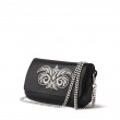 "AVA Baby nappa" black colour embroidered with silver cannetille - with chain