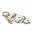 Key holder and bag charms OWL in white leather - side view