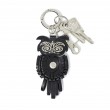 Key holder and bag charms OWL in black leather - with keys