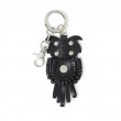 Key holder and bag charms OWL in black leather - back