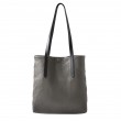Soft lamb leather shopper "SUZANNE", medium size, taupe color - front view