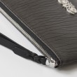 SUZY, lambskin zipper pouch, kaki color with black leather wrist strap - wrist strap details