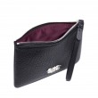 SUZY, black lambskin zipper pouch with leather wrist strap - open